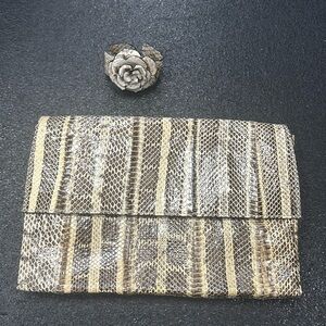 Charles Davis faux snake bag w/ cuff bracelet.